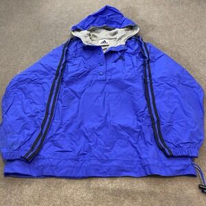 Vintage adidas Jacket Mens Size Large Anorak Windbreaker‎ 90s USA Blue Baggy